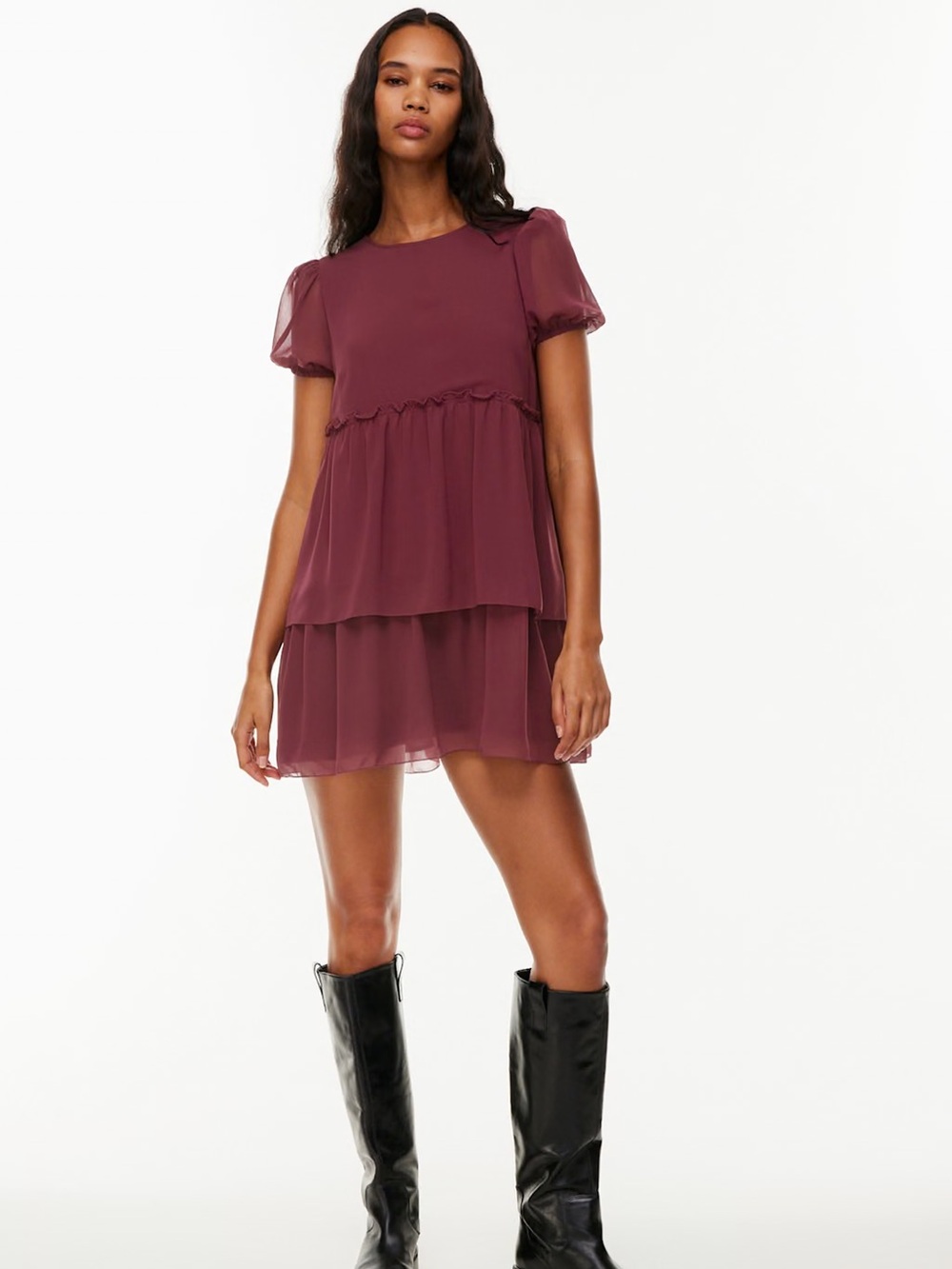 NWT Sunday Best Aritzia Thumbelina Chiffon Babydoll Mini Dress Sz M